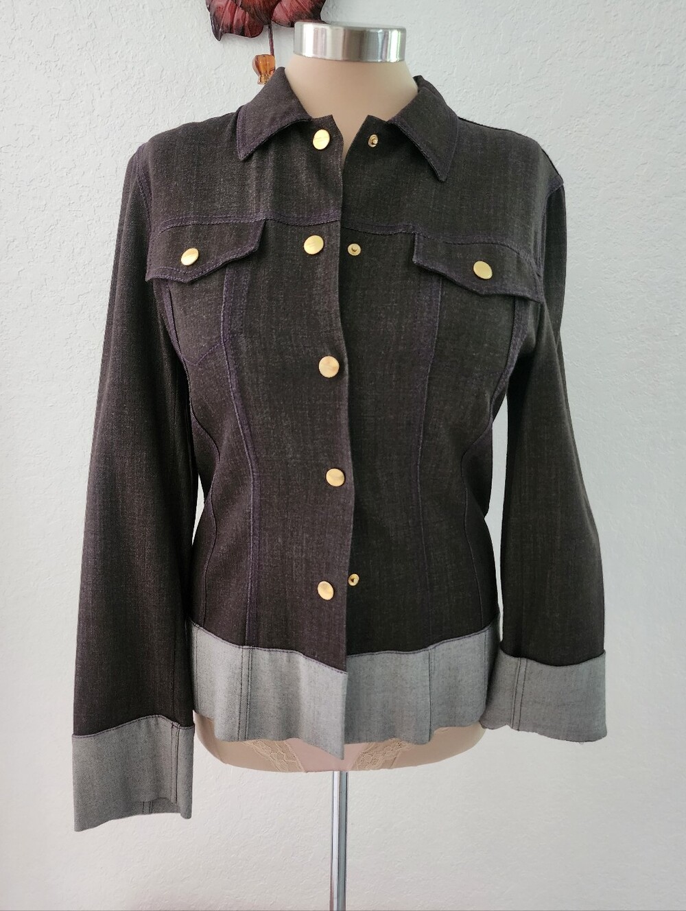 MISSELLECI | Women’s Dark Gray Two-Tone Casual Jacket